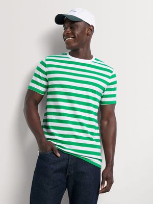 Men's Markham Horizontal Striped Bright Green/White T-Shirt