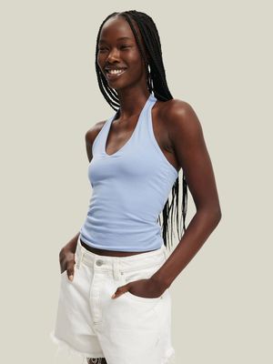 Women's Cotton On Light Blue All Day V Neck Halter Top