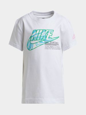 Boys Toddler Nike Futura Micro Text Graphic White Tee