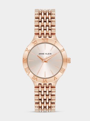 Anne Klein Round Rose Plated Bracelet Watch