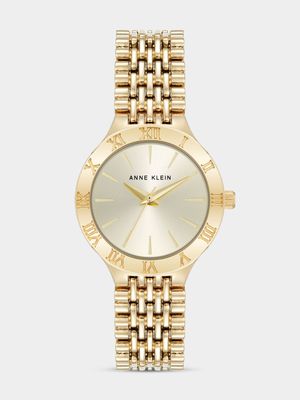 Anne Klein Round Gold Plated Bracelet Watch