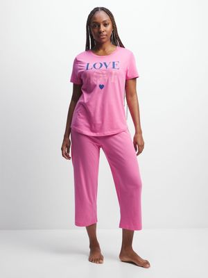 Jet Women's Pink Love Pyjama Set