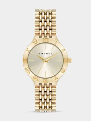 Anne Klein Round Gold Plated Bracelet Watch