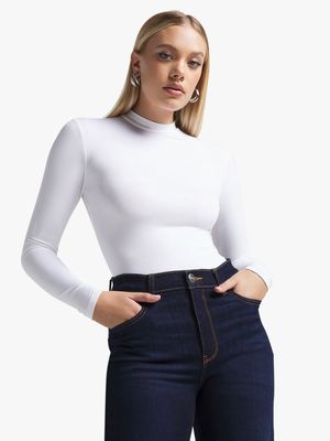 Women's White Turtleneck Top