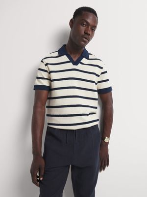 Men's Markham Textured Stripe Navy/Milk Golfer