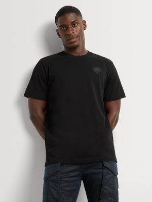 Fabiani Men's Black Crest And Woven Patch T-Shirt