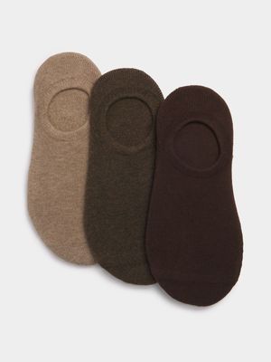 Fabiani Men's 3 Pack Natural Invisible Socks