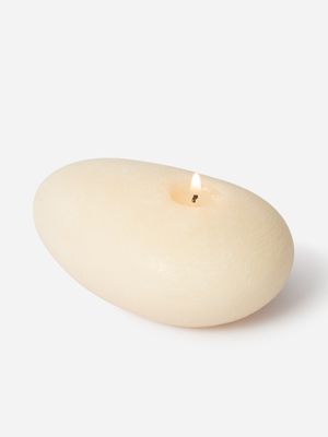 Flat Pebble Candle White