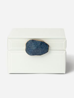 White Glass Box White & Dark Blue Stone 12.5cm