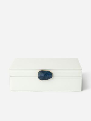 White Glass Box White & Dark Blue Stone 16.5 x 24.5cm