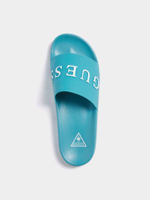 Men's Guess Blue Diamond Slides