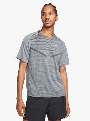 Mens Nike Dri-Fit ADV TechKnit Ultra Black/Grey Short Sleeve Top