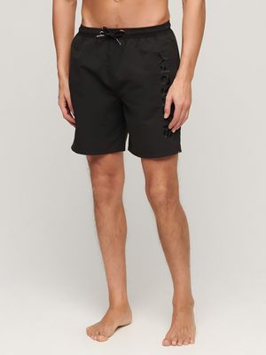 Men's Superdry Black Premium Emb 17" Swim Shorts