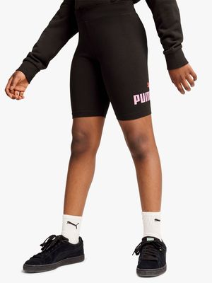 Girls Puma Essentials Logo Black Short Tights