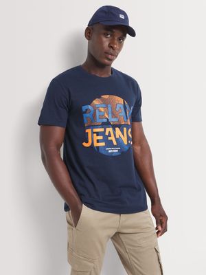 Men's Relay Jeans Slim Fit Circular Pop Navy Graphic T-Shirt