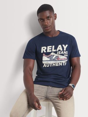 Men's Relay Jeans Slim Fit Court Sneaker Navy Graphic T-Shirt