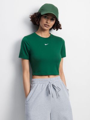 Nike Women's NSW Essential Slim Cropped Green T-Shirt