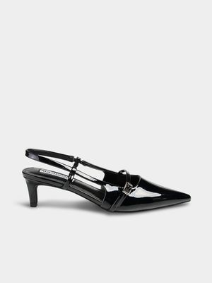 Women's Madison Black Baila Slingback Kitten Heels