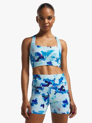 Womens TS Medium Impact Racerback All Over Print Blue Crop