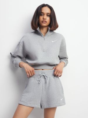 Nike Women's NSW Phoenix Fleece High-Waisted Loose Grey Shorts