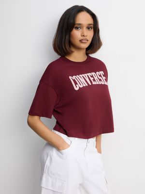 Converse Women's Boxy Burgundy T-shirt