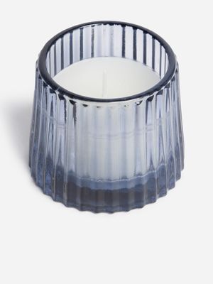 Jet Home Blue Ribbed Candle