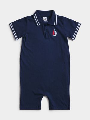 Jet Infant Boys Navy Boat Golfer Romper