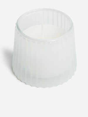 Jet Home White Ribbed Candle