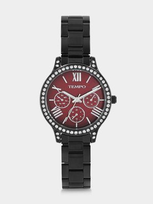 Tempo Black Plated Berry Mother Of Pearl Dial Bracelet Watch