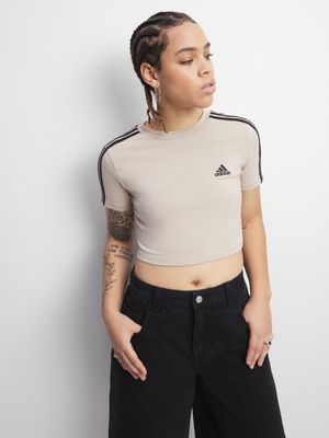 Womens adidas 3-Stripes Stone Baby Tee