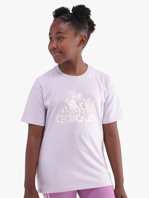 Girls adidas Floral Bos Purple Tee