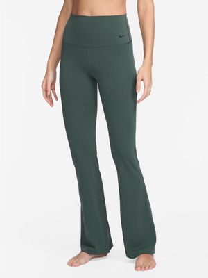 Womens Nike Zenvy High-Waisted Vintage Green Flared Leggings