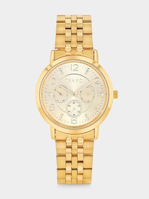 Tempo Gold Plated Champagne Dial Bracelet Watch