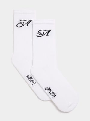 Archive Unisex 2 Pack White Socks