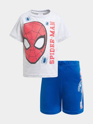 Jet Younger Boys Cobalt/Grey Melange Spiderman Pyjama Set