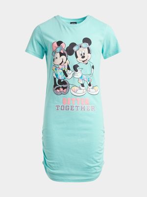 Jet Younger Girls Aqua Minnie & Mickey Dress