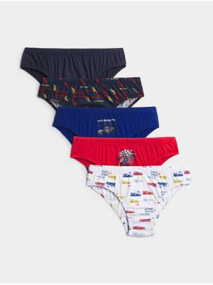 Jet Younger Boys Multicolour 5 Pack Racing Cars Briefs