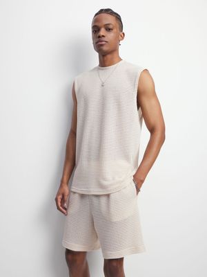 Men's Natural Crochet Co-Ord Shorts