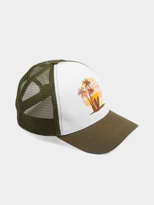 Boy's Green Retro Peak Cap