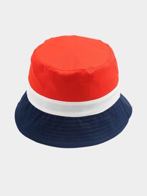 Boy's Red & Navy Colour Block Bucket Hat