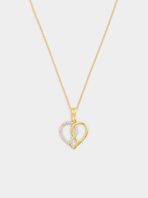 9ct Yellow Gold Cubic Zirconia Infinity Heart Pendant