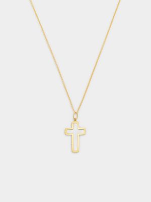 9ct Yellow Gold Mother Of Pearl Cross Pendant