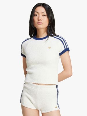 adidas Originals Women's Premium Fully Fashion Knit Cream/Navy T-shirt