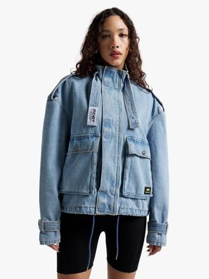 Redbat Women's Light Wash Denim Utility Jacket