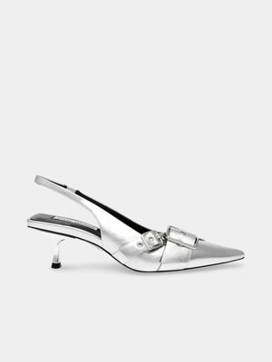 Women's Steve Madden Silver Stepback Heels