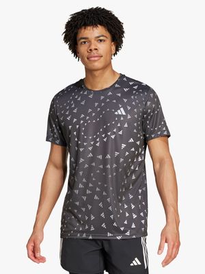 Mens adidas Run It Aeroready Black Tee