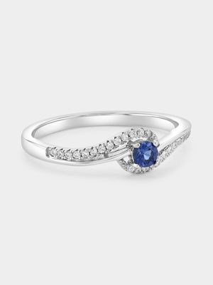 Sterling Silver Blue Cubic Zirconia Swirl Promise Ring