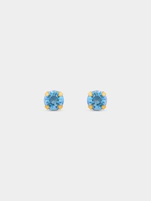 Gold Plated Light Blue Cubic Zirconia Stud Earrings