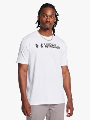 Mens Under Armour Sliced Wordmark White Tee