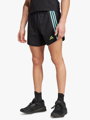 Mens adidas Own The Run 3-stripes Black/Aqua Shorts